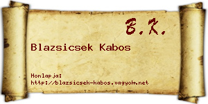 Blazsicsek Kabos névjegykártya